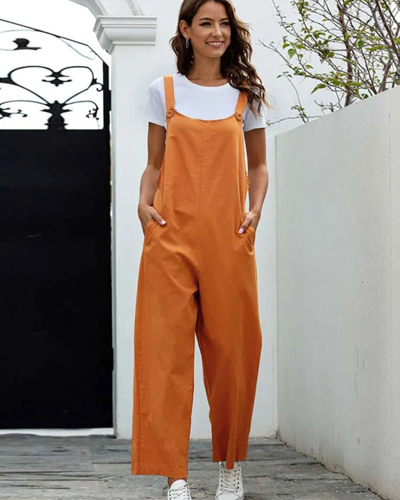 Drune | Weiß Latzhose Damen Lässig