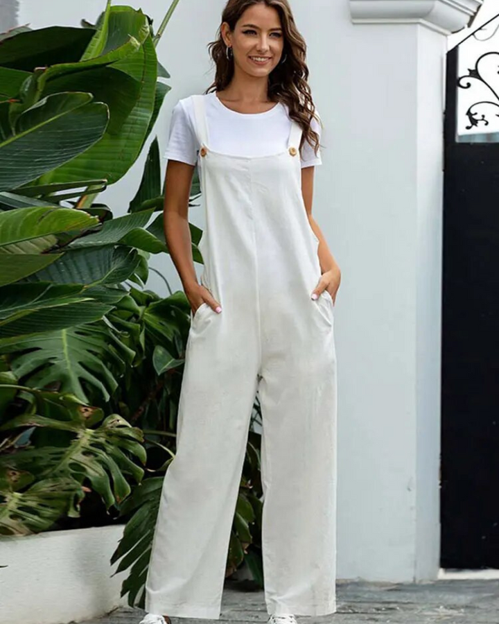 Drune | Weiß Latzhose Damen Lässig