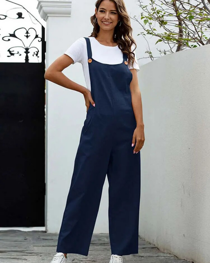 Drune | Weiß Latzhose Damen Lässig