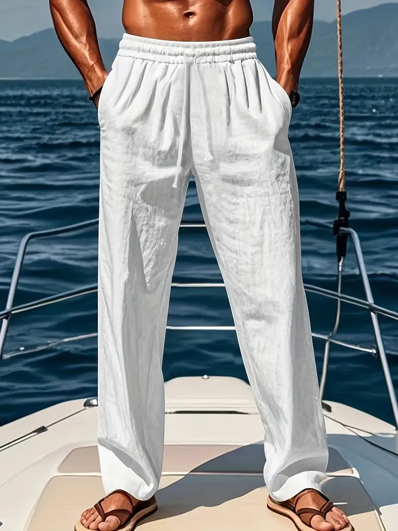 Drune | Geschnittene Herren Leinenhose Luftige Sommerhose mit Klassischem Stil