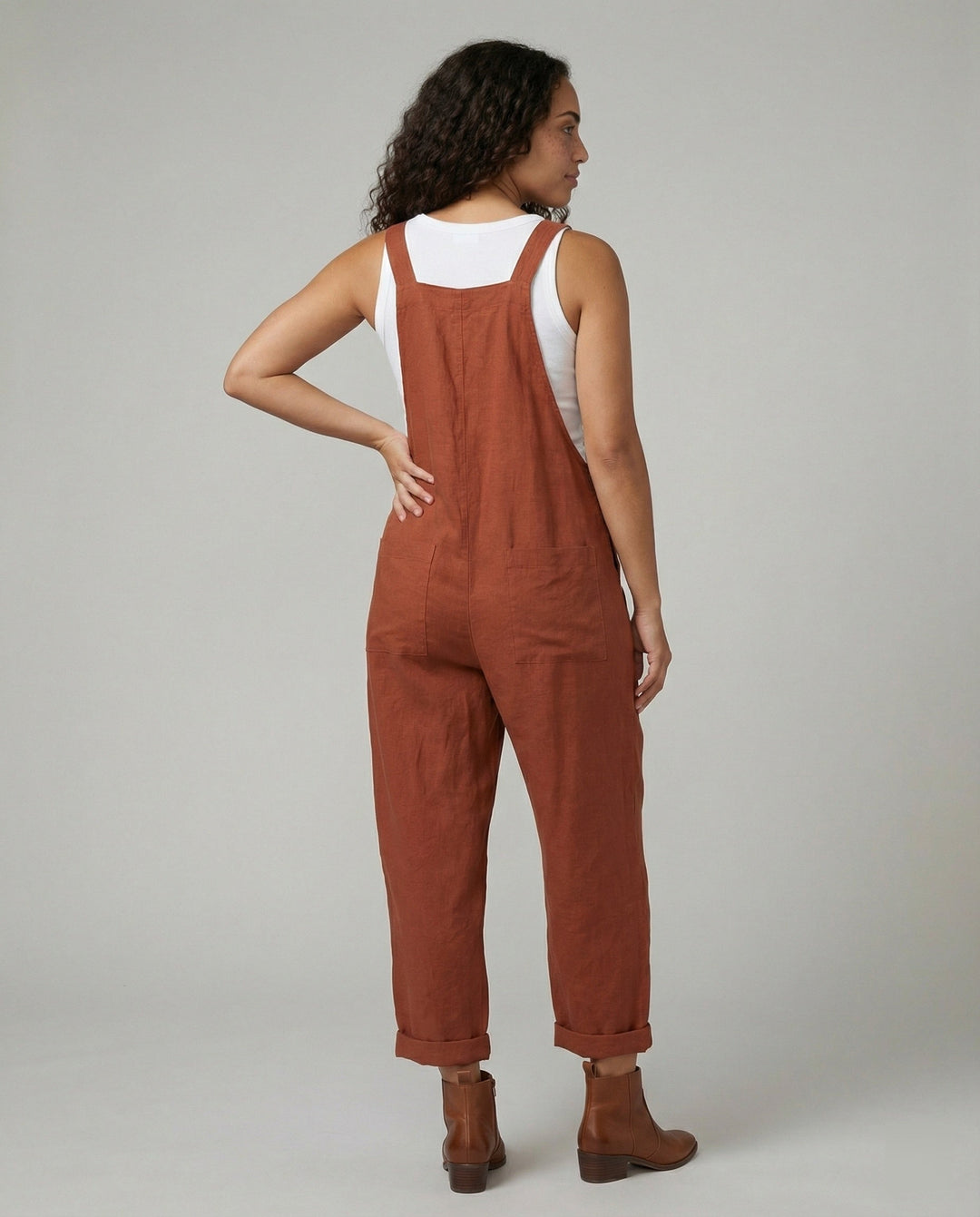 Drune | Weite-Leg-Overall Damen mit verstellbarer Schnalle und Tasche aus Baumwolle