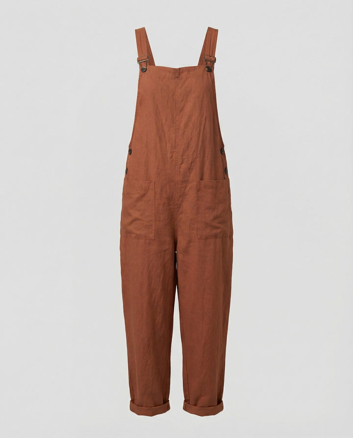 Drune | Weite-Leg-Overall Damen mit verstellbarer Schnalle und Tasche aus Baumwolle