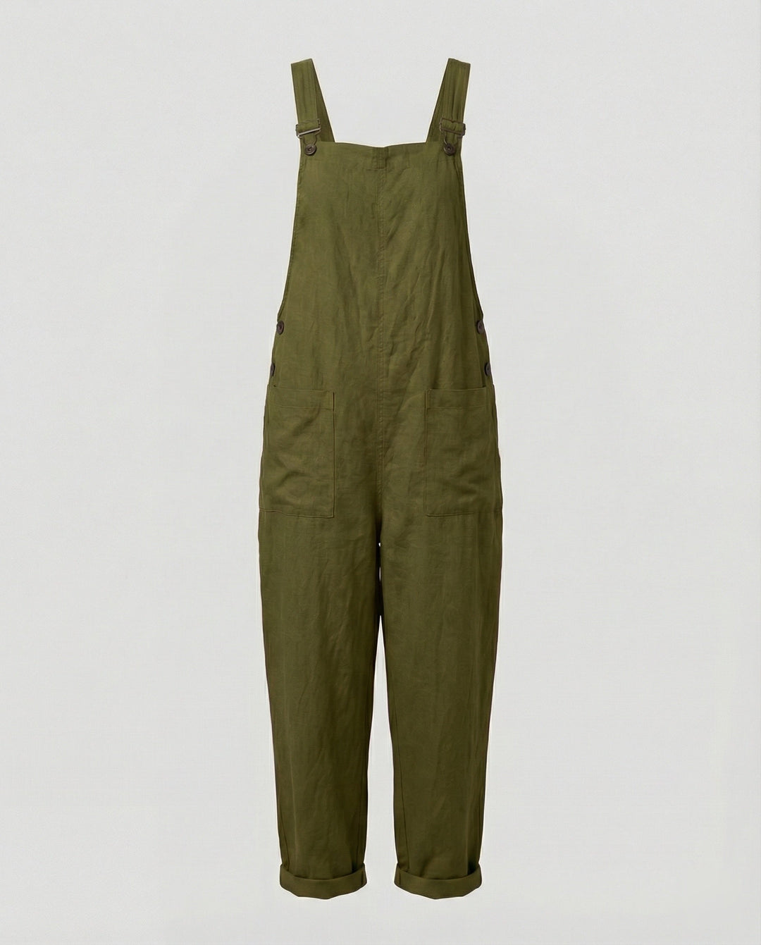 Drune | Weite-Leg-Overall Damen mit Verstellbarer Schnalle und Tasche Aus Baumwolle