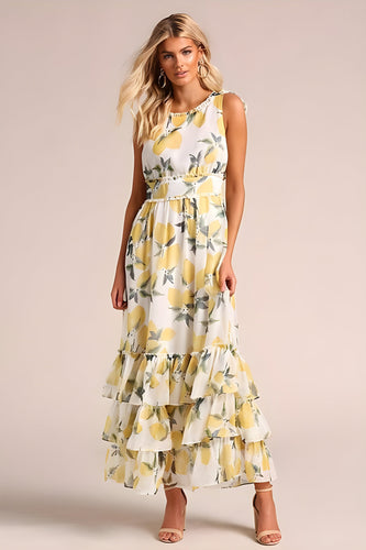 Drune | Gestufte Volant Ärmlose Maxi Sommerkleid Berlina