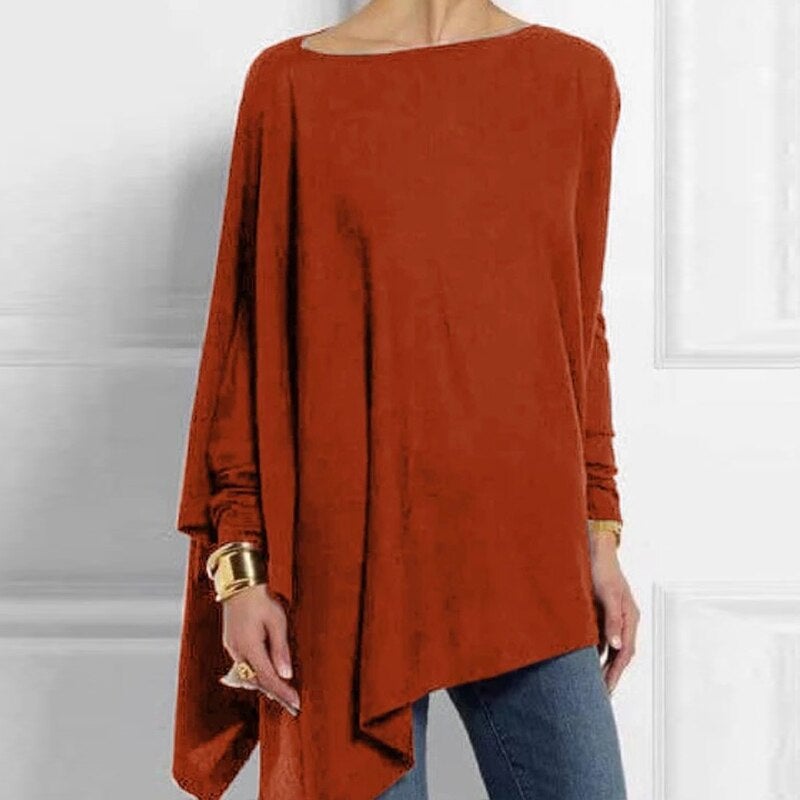 Drune | Bequem Herbst O-Ausschnitt Langarm Top für Frauen