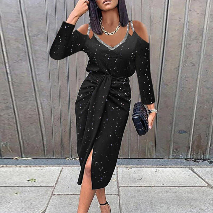 Drune Midi-Kleid | Frühlings-Blumendruck mit Aussparungen und langen Ärmeln für Damen