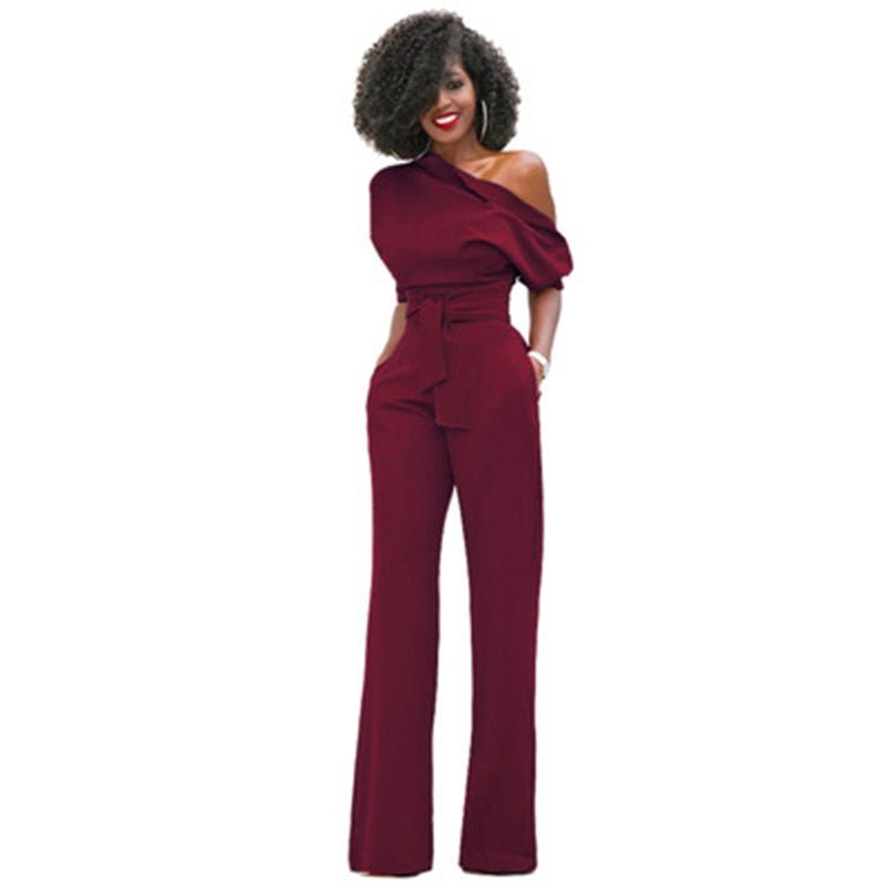 Drune | Schulterloser, Eleganter Jumpsuit Mit Gürtel Für Damen