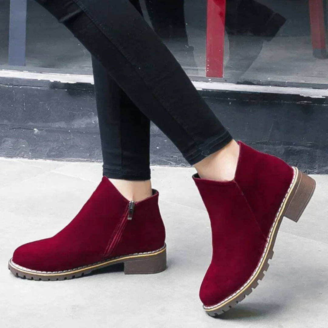 Damen Stiefeletten Wildleder Stil Drune