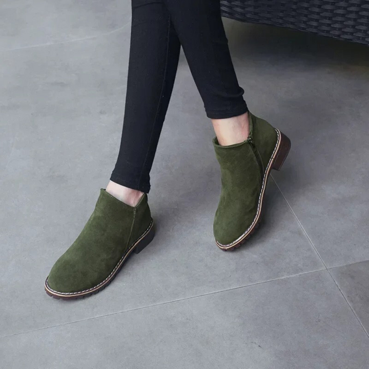 Damen Stiefeletten Wildleder Stil Drune