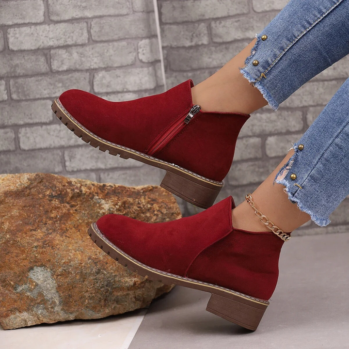 Damen Stiefeletten Wildleder Stil Drune