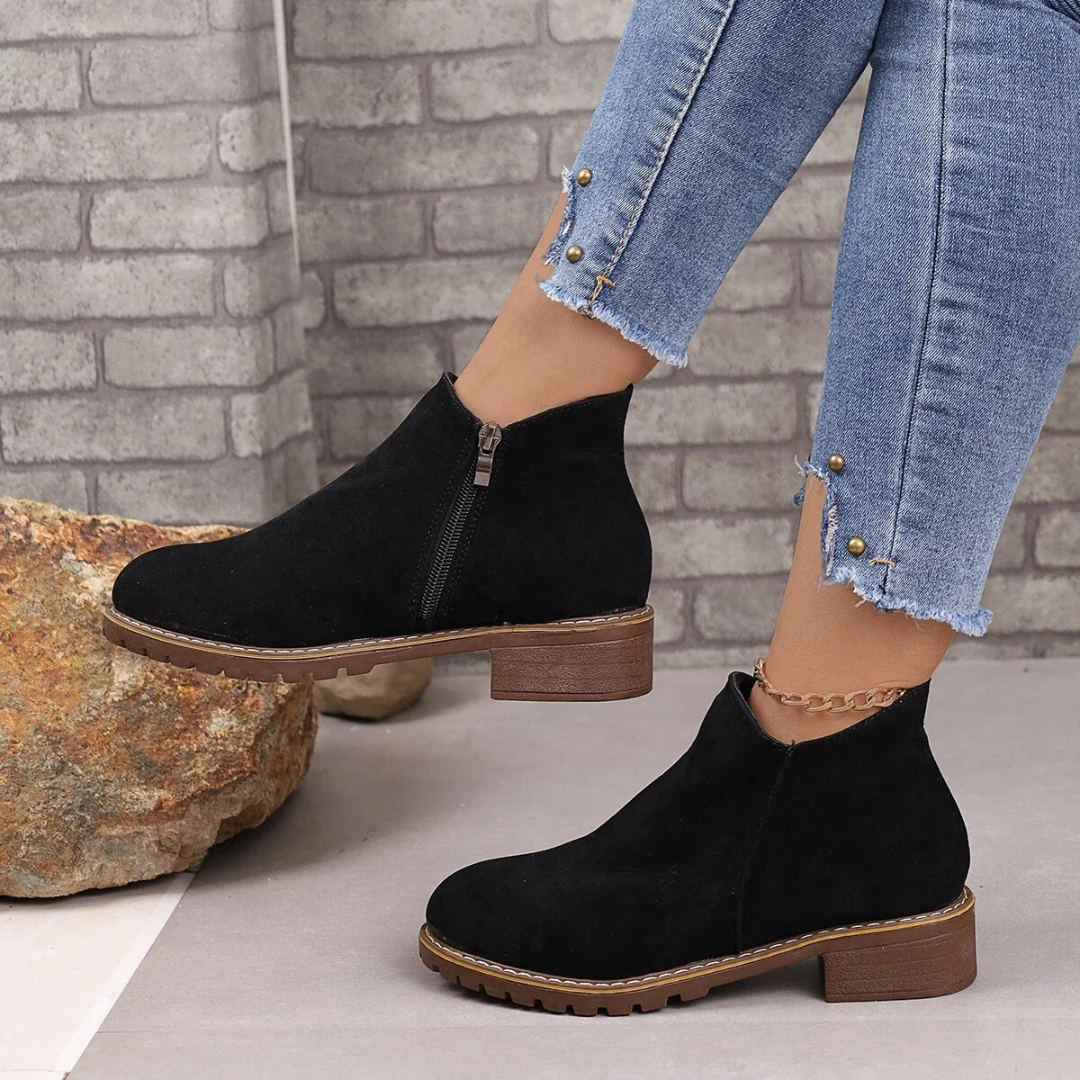 Damen Stiefeletten Wildleder Stil Drune