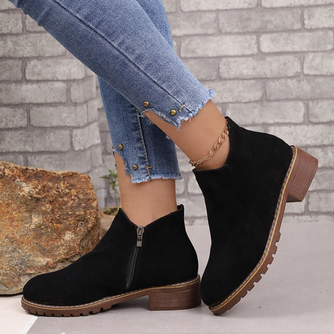 Damen Stiefeletten Wildleder Stil Drune