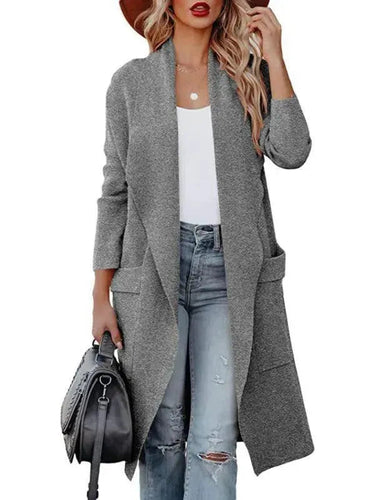 Drune | Frauen Lässiger langer schlanker Wollmantel