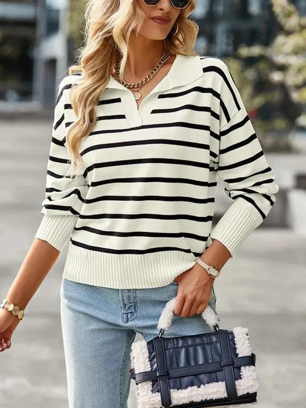 Drune | Freizeit Gestreifter Pullover Top