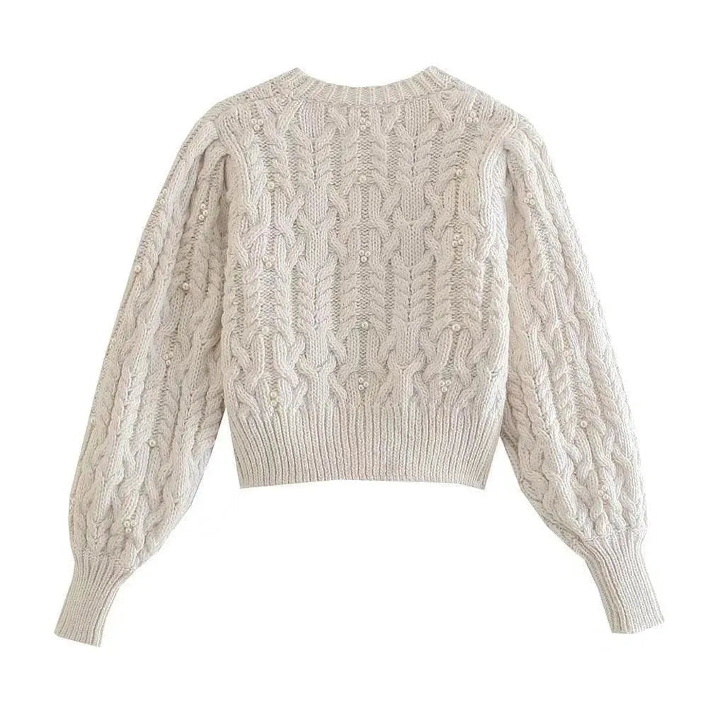 Drune | Crop Weinlese Strickjackes Pullover
