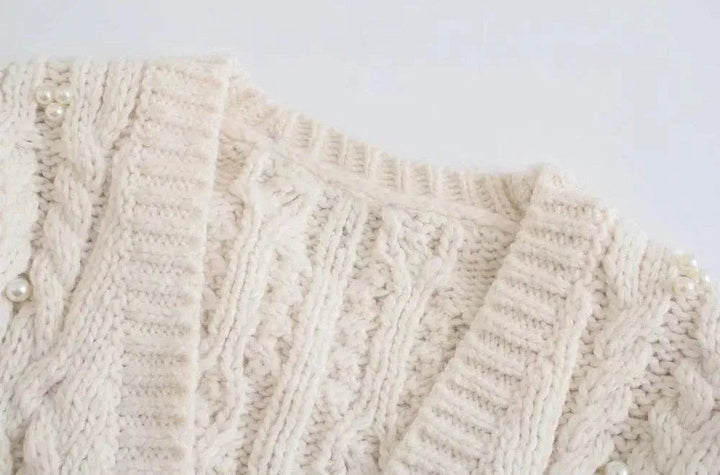 Drune | Crop Weinlese Strickjackes Pullover