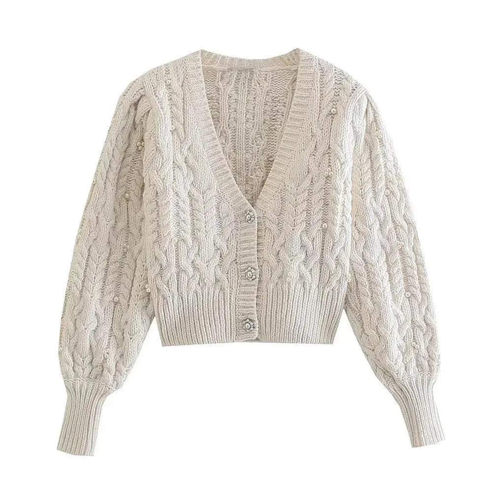 Drune | Crop Weinlese Strickjackes Pullover