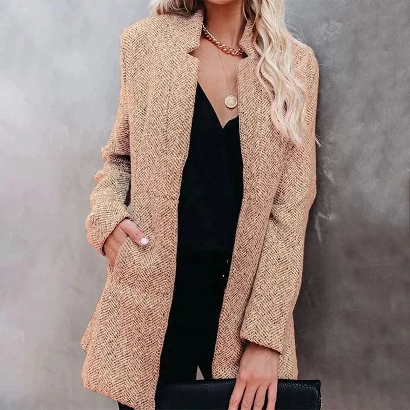 Drune | Zeitlose Offene Jacke Tweedstruktur Moderne Eleganz