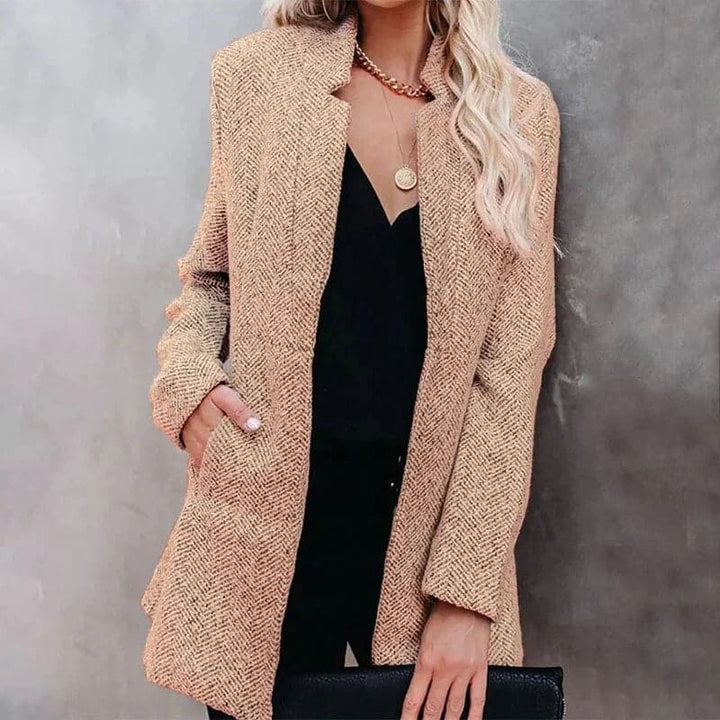Drune | Zeitlose Offene Jacke Tweedstruktur Moderne Eleganz