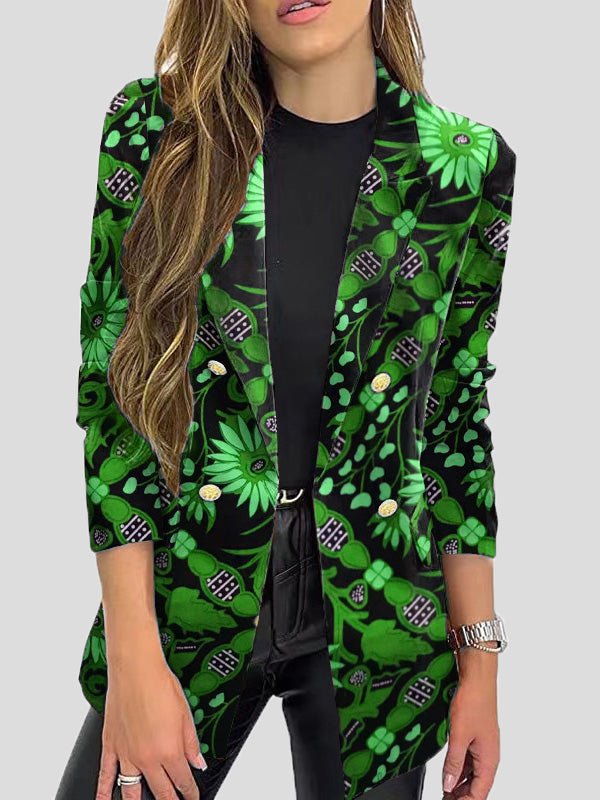 Drune | Bedruckte Blazer mit Revers und Langen Ärmeln