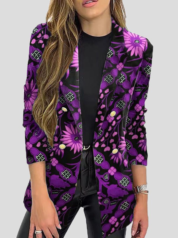 Drune | Bedruckte Blazer mit Revers und Langen Ärmeln