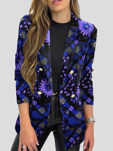 Drune | Bedruckte Blazer mit Revers und Langen Ärmeln
