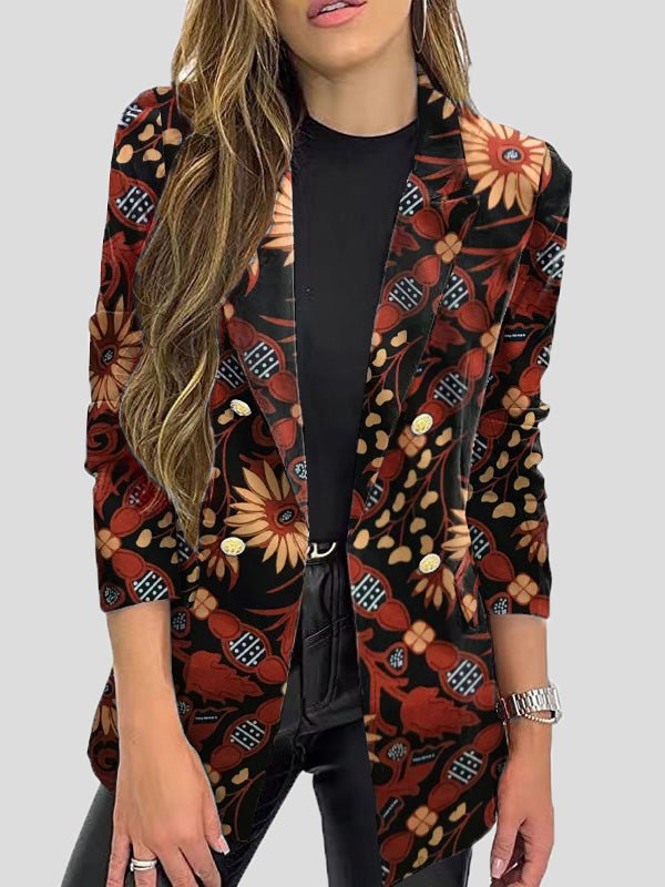 Drune | Bedruckte Blazer mit Revers und Langen Ärmeln