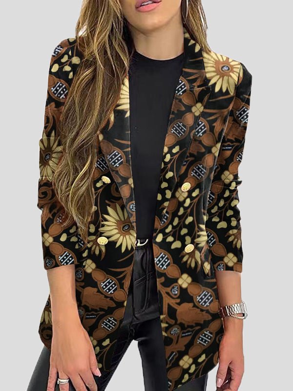 Drune | Bedruckte Blazer mit Revers und Langen Ärmeln
