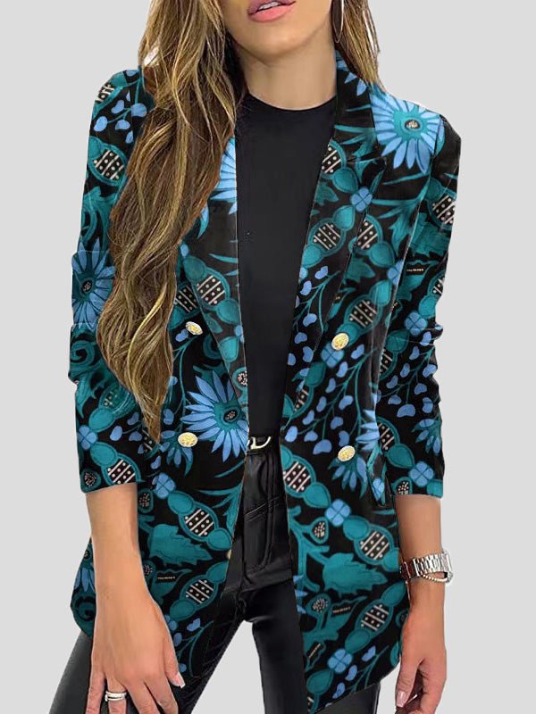 Drune | Bedruckte Blazer mit Revers und Langen Ärmeln