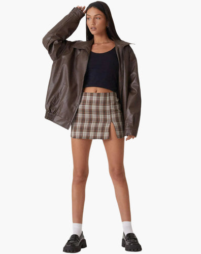 Drune | Übergroße Lederjacke Mit Langen Ärmeln Für Damen - Herbst