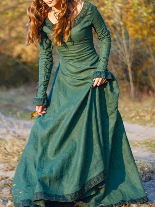 Drune | Damen Kleider Rundhals Langarmkleid