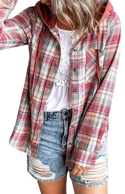 Drune | Damen Hoodie Knopfen-Down Freizeitshirt Jacke
