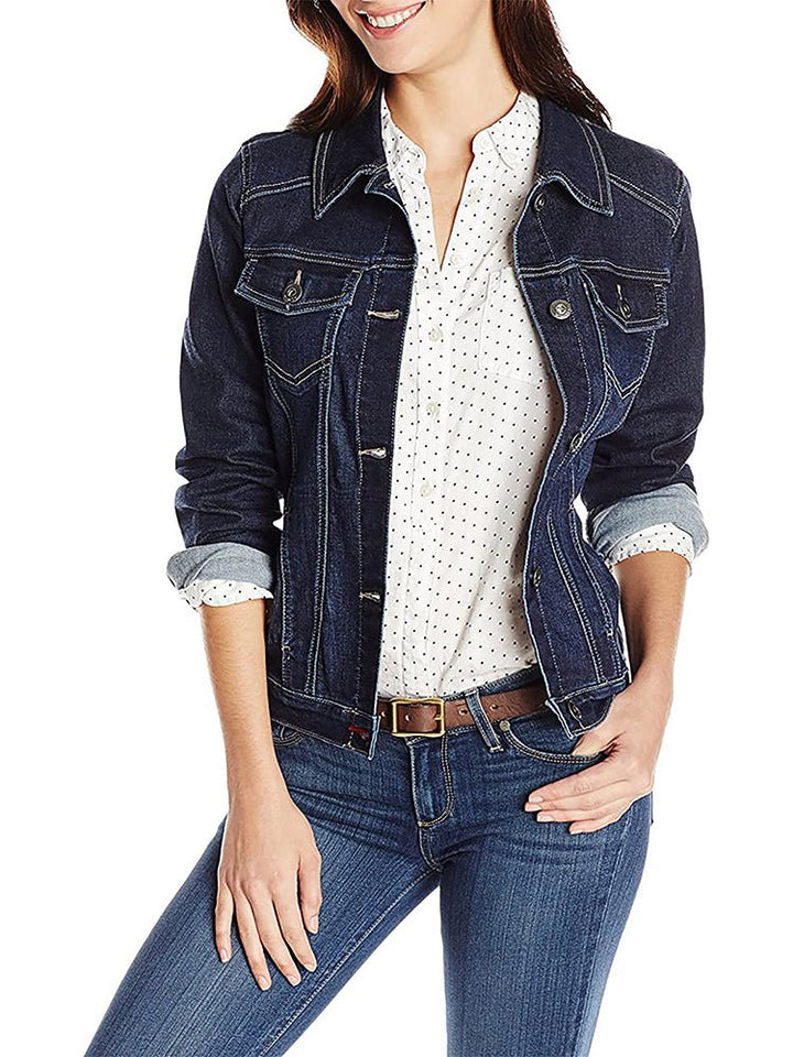 Drune | Damenjacken Einreihige Denimjacke mit Taschen
