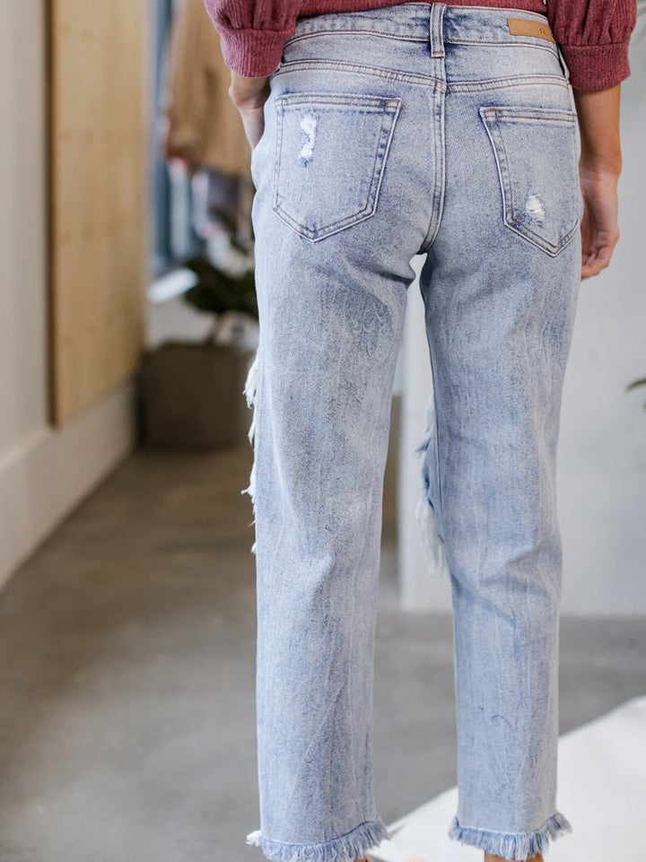 Drune | Damen Jeans gewaschen gerissen Taschen Jeans