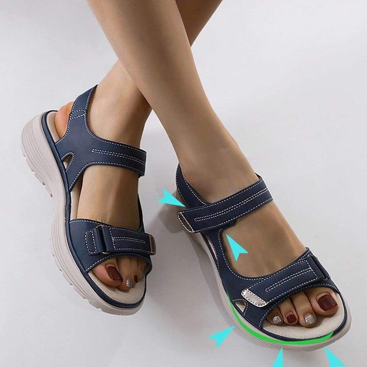 Drune Damen Komfort-Sandalen mit verstellbaren Riemen und Profilsohle