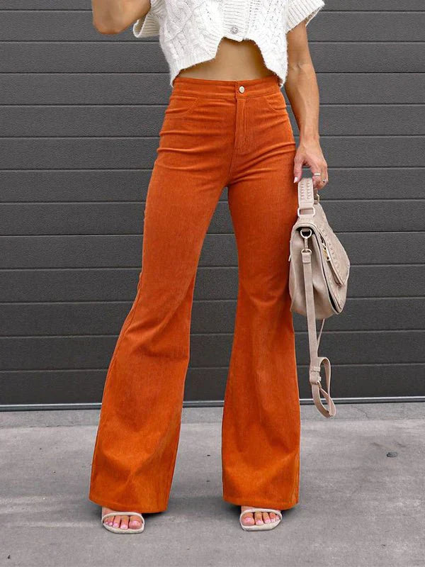 Drune | Damenhose Einfarbig Mittlere Taille Slim Micro Flare Hose