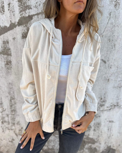Drune | Damen Retro Cordjacke mit Kapuze