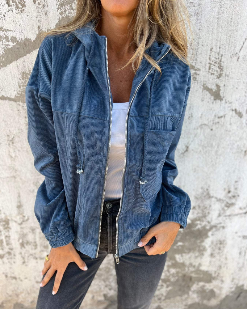 Drune | Damen Retro Cordjacke mit Kapuze