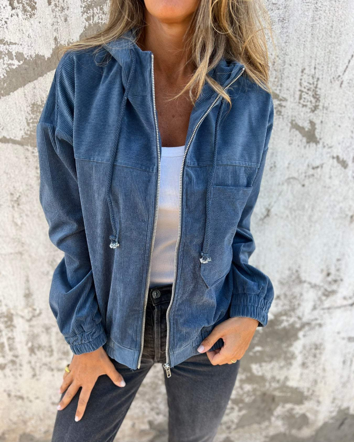 Drune | Damen Retro Cordjacke mit Kapuze