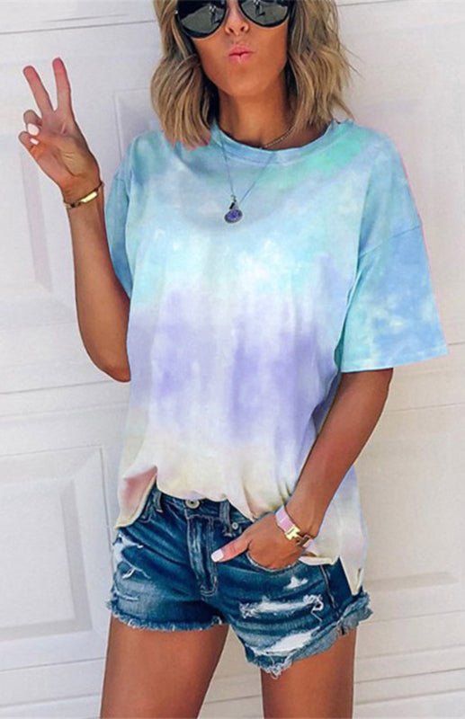 Drune | Damen Tie Dye Gradient Print Lose T-Shirt Für Frauen