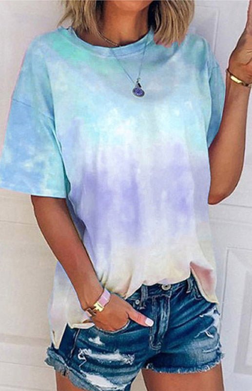 Drune | Damen Tie Dye Gradient Print Lose T-Shirt Für Frauen
