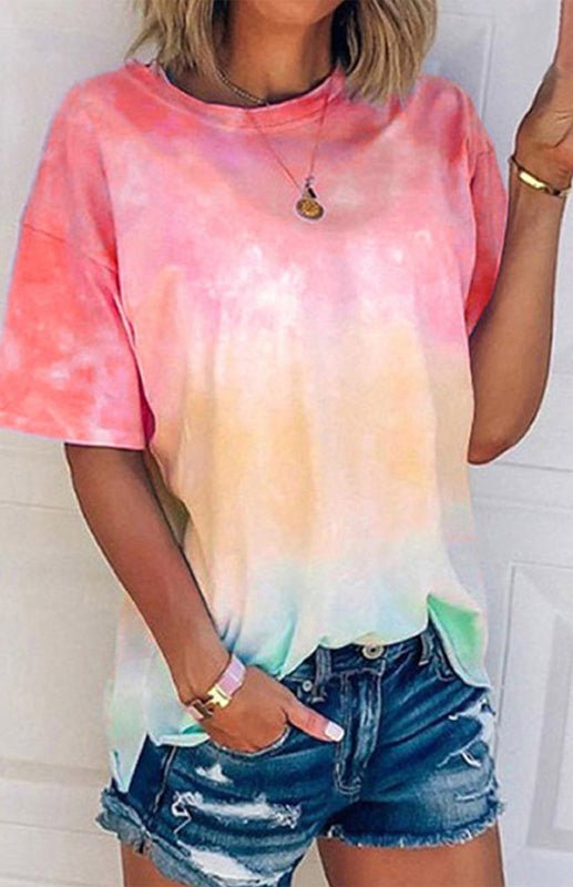 Drune | Damen Tie Dye Gradient Print Lose T-Shirt Für Frauen