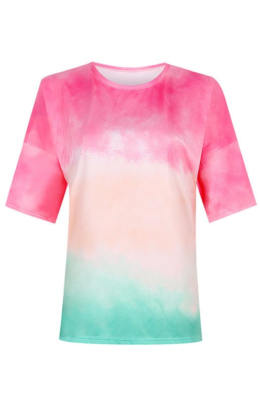 Drune | Damen Tie Dye Gradient Print Lose T-Shirt Für Frauen