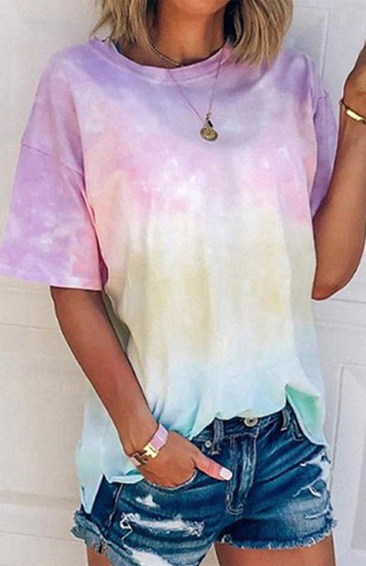 Drune | Damen Tie Dye Gradient Print Lose T-Shirt Für Frauen