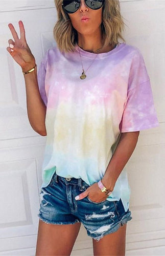 Drune | Damen Tie Dye Gradient Print Lose T-Shirt Für Frauen