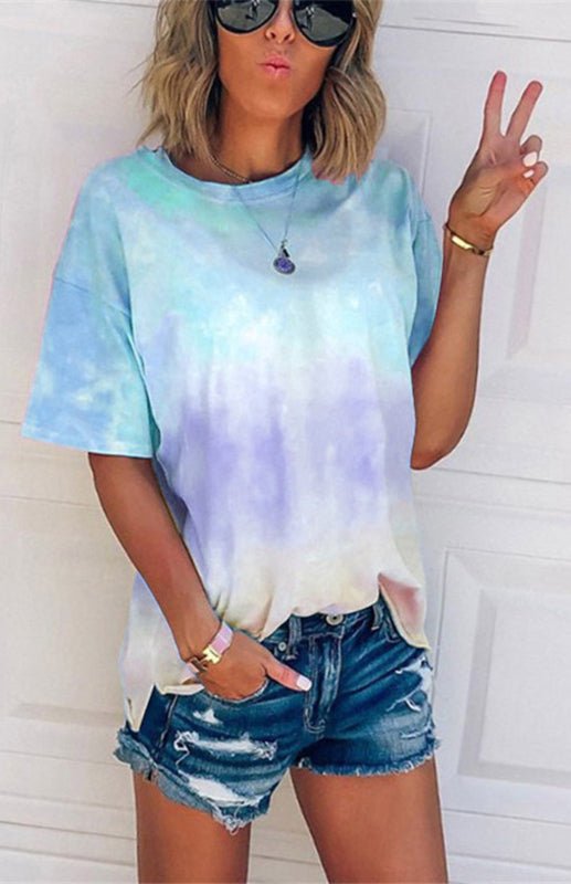 Drune | Damen Tie Dye Gradient Print Lose T-Shirt Für Frauen