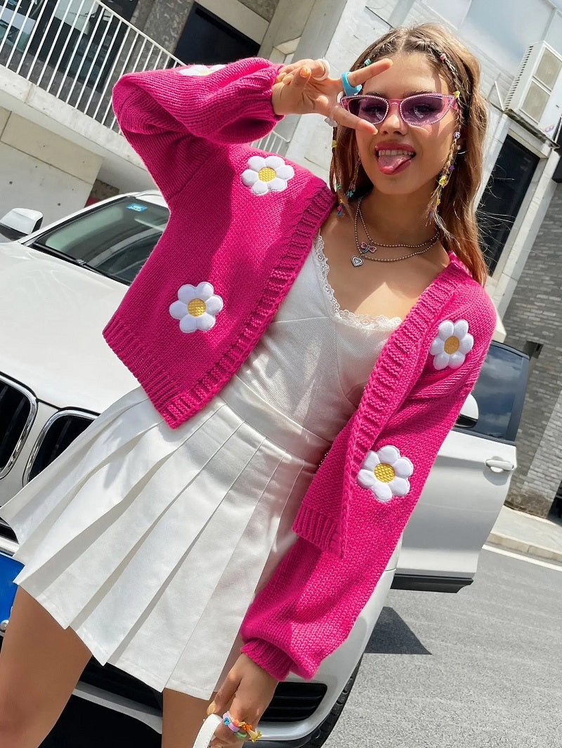 Drune | Cardigan aus floralem Strick für Frauen