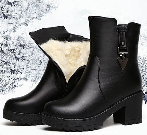 Drune | Chunky Heel Stiefel mit Baumwolle