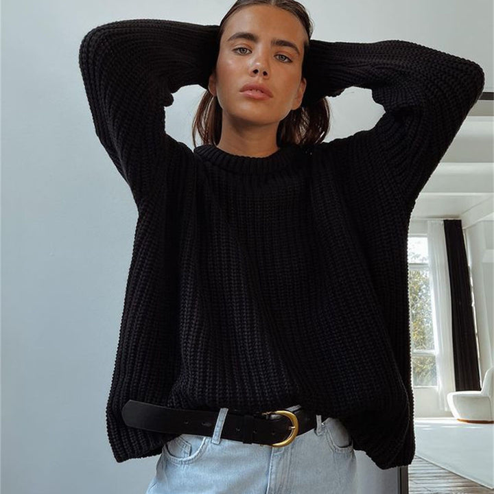 Drune – Modischer Strickpullover in Uni mit Rundhalsausschnitt