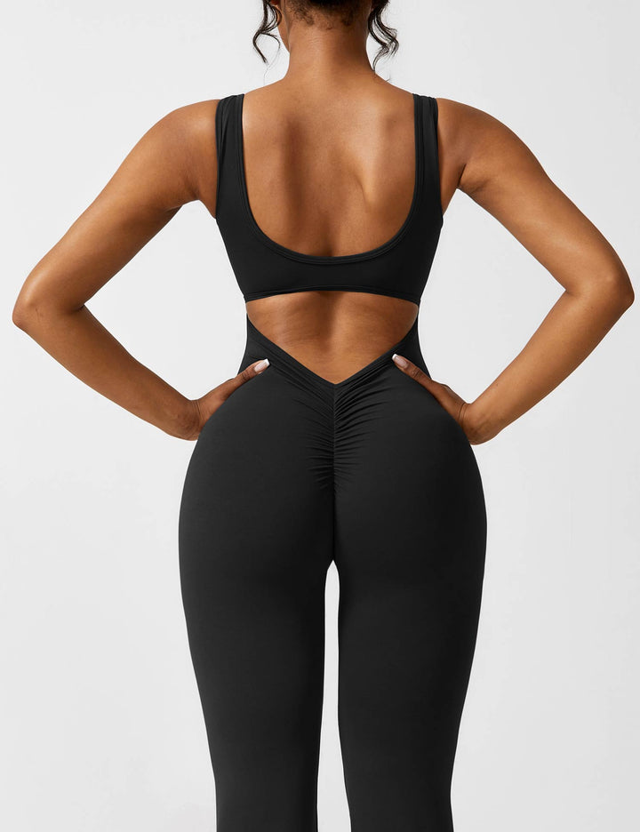Drune | Hals Jumpsuit mit Ausgestellten Beinen | Elegantes und Figurbetontes Design